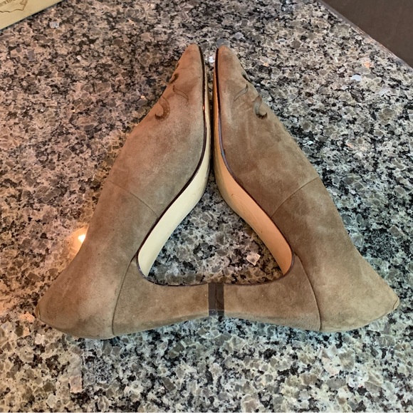 Suede Embroidered Pumps Heels Brown Size 6.5 - Picture 6 of 7